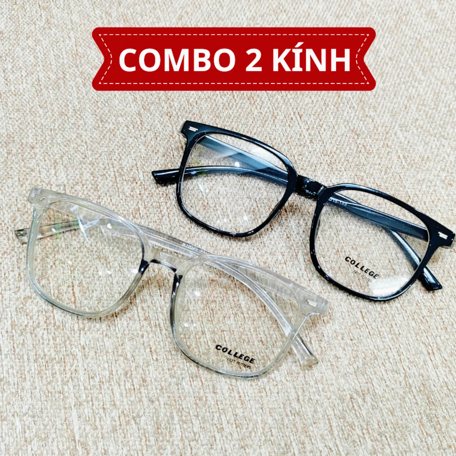 Combo 2 Kính thời trang giả cận nam nữ hàn quốc, Gọng trong, Tạo Phong Cách, Bảo Vệ Mắt D10