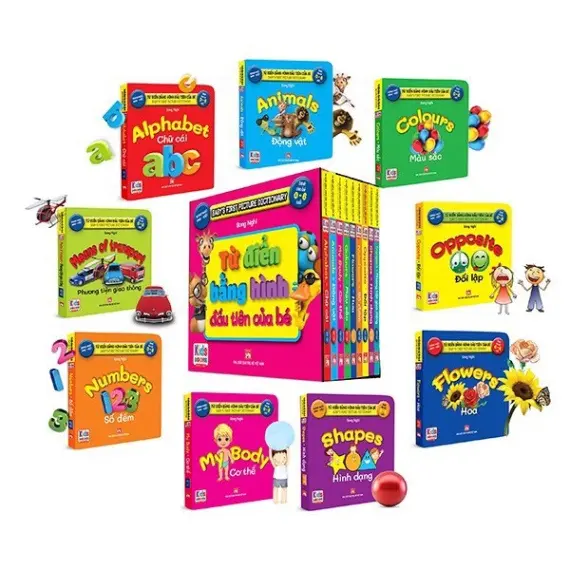 Sách - Trọn Bộ 9 Quyển Từ Điển Bằng Hình Đầu Tiên Của Bé Từ 0-6 tuổi - Anh- Việt (Các trang đều là Bìa Cứng -HỒNG) 1