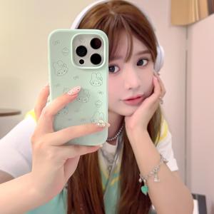 เคสโทรศัพท์, นุ่ม Ins เท็ดดี้ลูกสุนัขกระต่ายเข้ากันได้กับ Apple 16 Pro Max, iPhone 13 ใหม่, 15 Pro สำหรับผู้หญิง, 14 สร้างสรรค์, 15 ลายสาวน่ารัก, ซิลิโคนเหลว, เคสนิ่มแบบเต็มปก