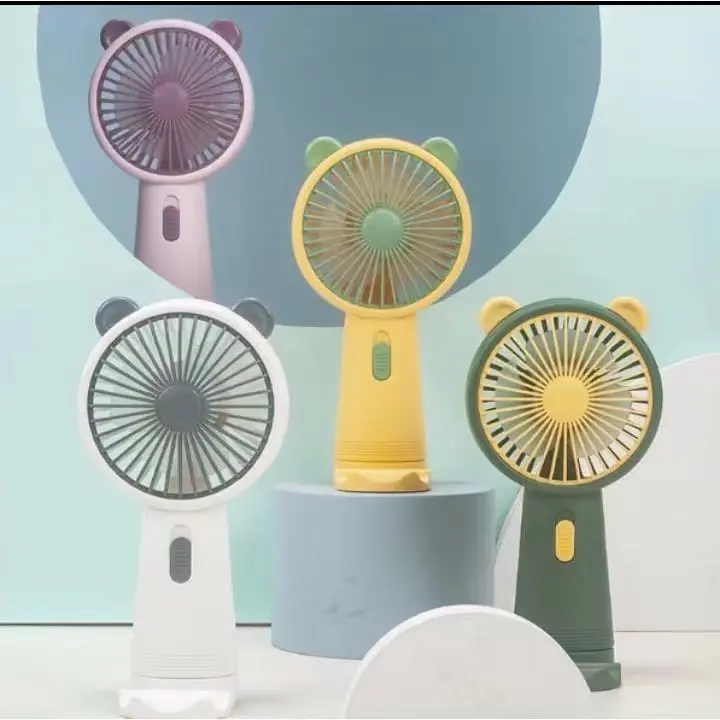 Kipas Angin Portable Karakter Lucu  / Kipas Angin Genggam / Kipas Angin Tangan / Mini Fan USB yang Memiliki Dudukan HP 1