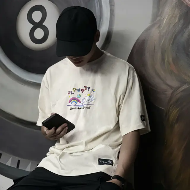 Áo thun nữ nam unisex tay lỡ phông localbrand CLOUDZY form rộng teen cổ tròn trắng oversize TOMORROW 3