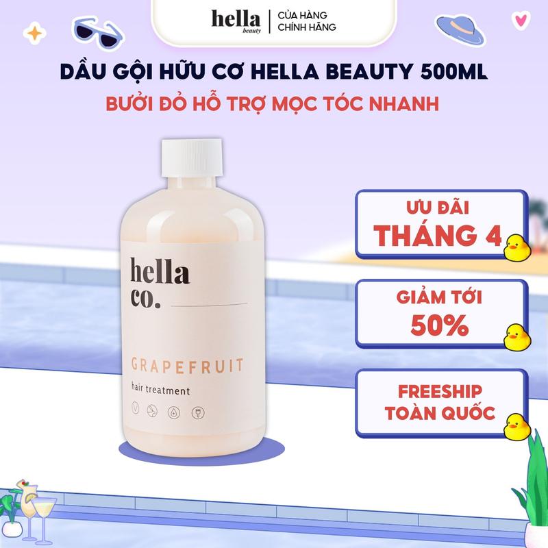 Dầu gội bưởi thảo mộc tinh dầu tự nhiên Pink Grapefruit Hella Beauty 500ml