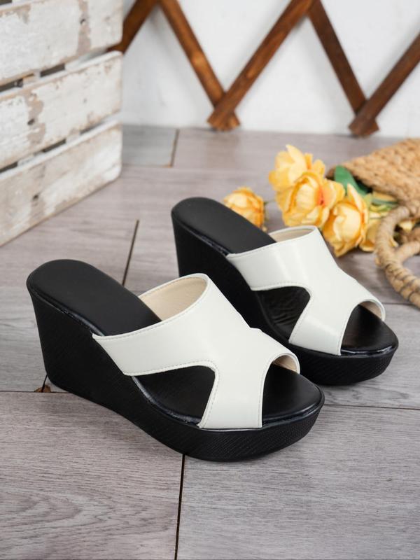 Women's Fashionable Solid Color Wedge Sandals, Casual Comfortable Platform Sandals for Summer, Female All-match Round Toe Sandals for Daily Wear, Walking Shoes 2