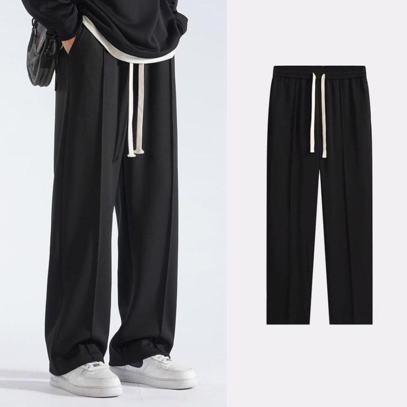  Quần dài thun cạp chun ống suông Unisex nam nữ chất liệu Poly cao cấp co dãn 4 màu Đen Trắng Be Xám 