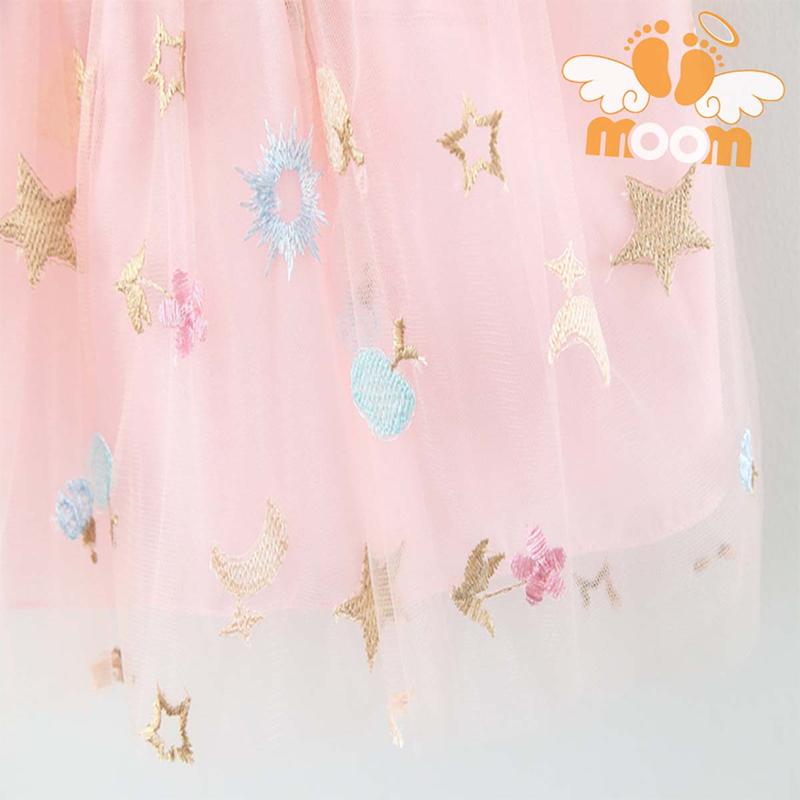 Đầm bé gái áo 2 dây denim váy voan thêu hoa có lót kèm nón 3