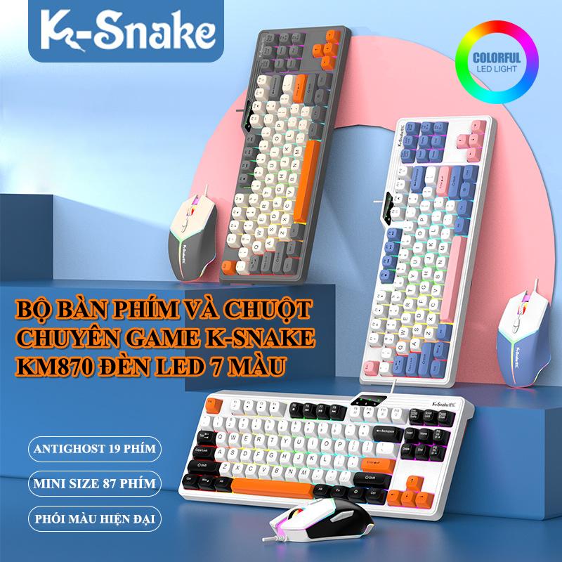Bộ bàn phím và chuột có dây chuyên game K-SNAKE KM870 thiết kế phím mini size 87 phím có đèn led 7 màu dành cho game thủ