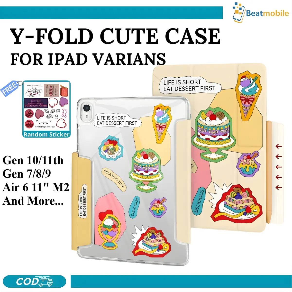 Case Lucu Compatible for iPad Gen 10/11th A16 Gen 7/8/9 10.2" Air 6/7 Pro 11 Inch Mini 6 A17 Pro Mini 7 Pro 11 Inch 2018/2022