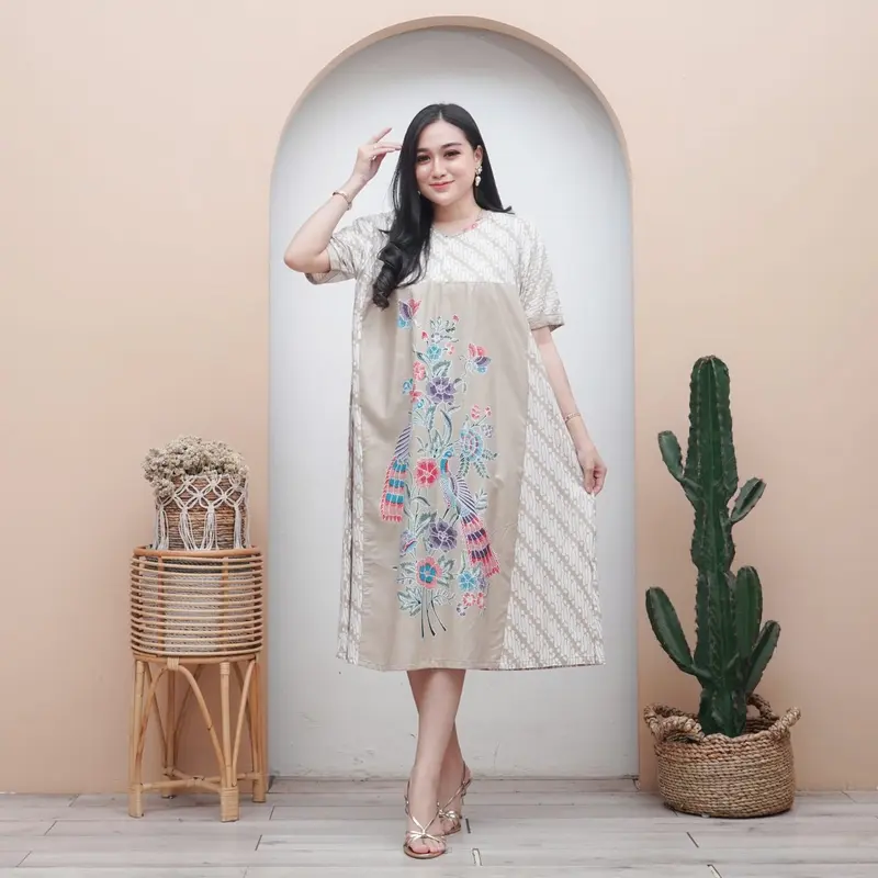 Daster payung encim motif parang-Daster bahan rayon premium busui freindly motif bunga lengan pendek ukuran standar ld 110 Pb 115 baju rumahan adem homedress kekinian adem nyaman dipakai Panjang Kain Ibu Menyusui 3