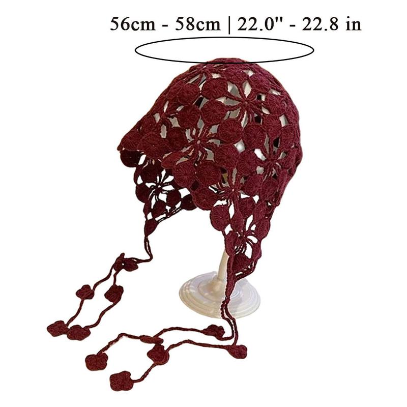 Product Introduction of Mũ Đan Móc Mũ Len Mũ Dệt Kim, Dây Đeo Lõm Mũ Dân Tộc Hoa, Dành Cho Phụ Nữ Vào Mùa Xuân Và Mùa Hè, Du Lịch Dễ Phối Đồ Mỏng, Mũ Đan Thủ Công 3