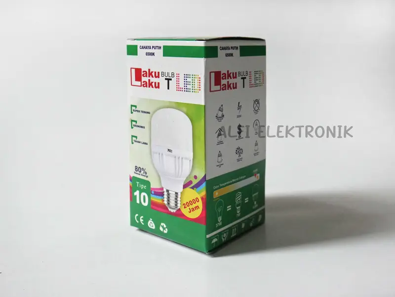 Paket Lampu Laku Laku Bulb T LED 10 Watt 10 Pcs Cahaya Putih Tahan Hingga 20.000 Jam Tabung 4