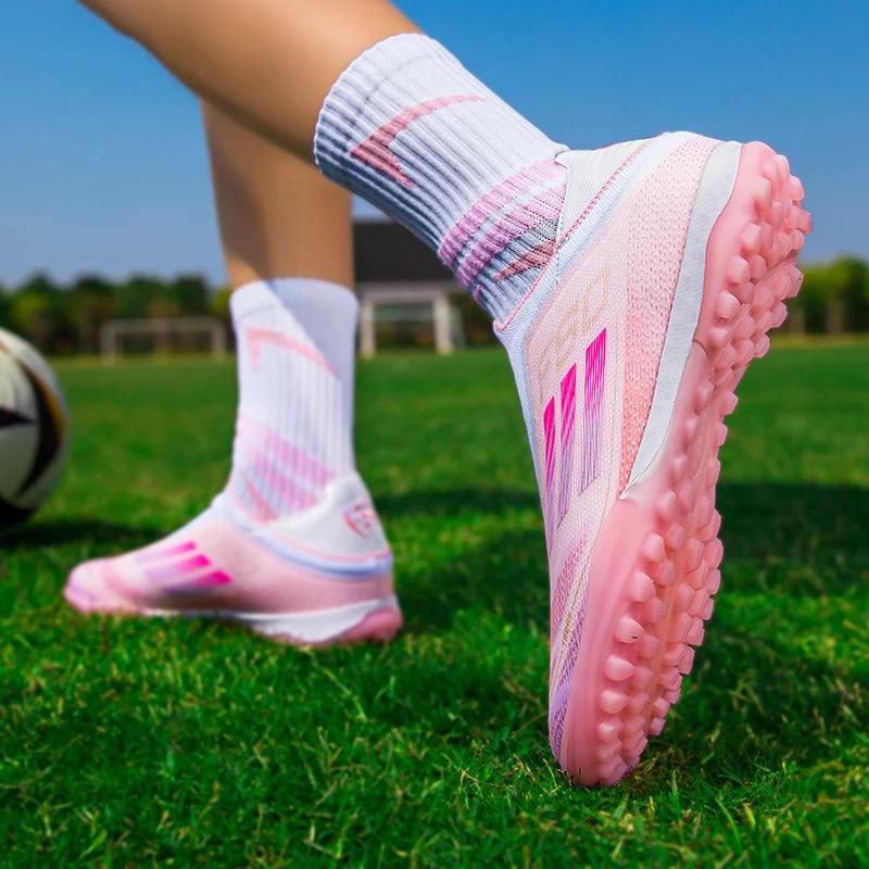 X-F50 Without-Lace Mens Soccer Shoes Pink-yamal Sneakers Turf Soccer Cleats TF/FG Training Football Boots Chuteira Campo 35-46 4