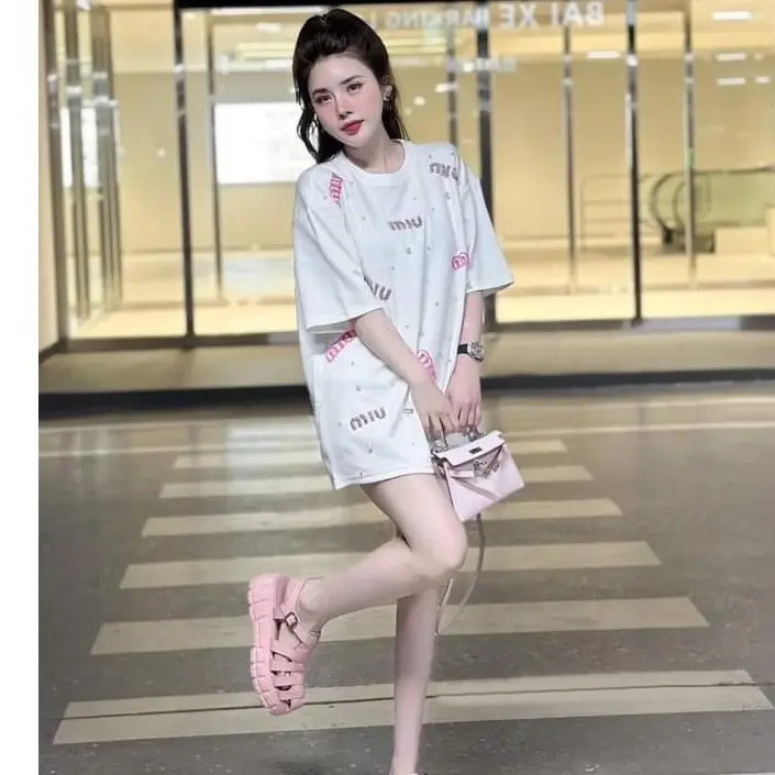 ￼Áo Thun Đính  Ngọc Đá  ,Chất Cotton Co Giãn, Thoáng Mát Nữ Women Top 1