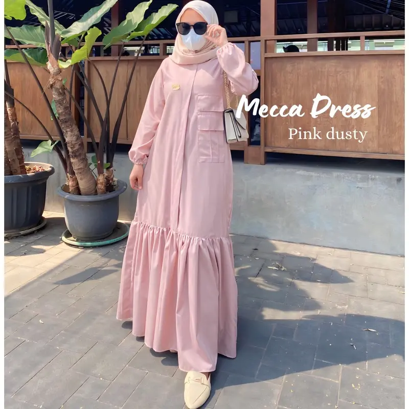 Mecca dress busui resleting full depan bawah mekar tangan karet 7