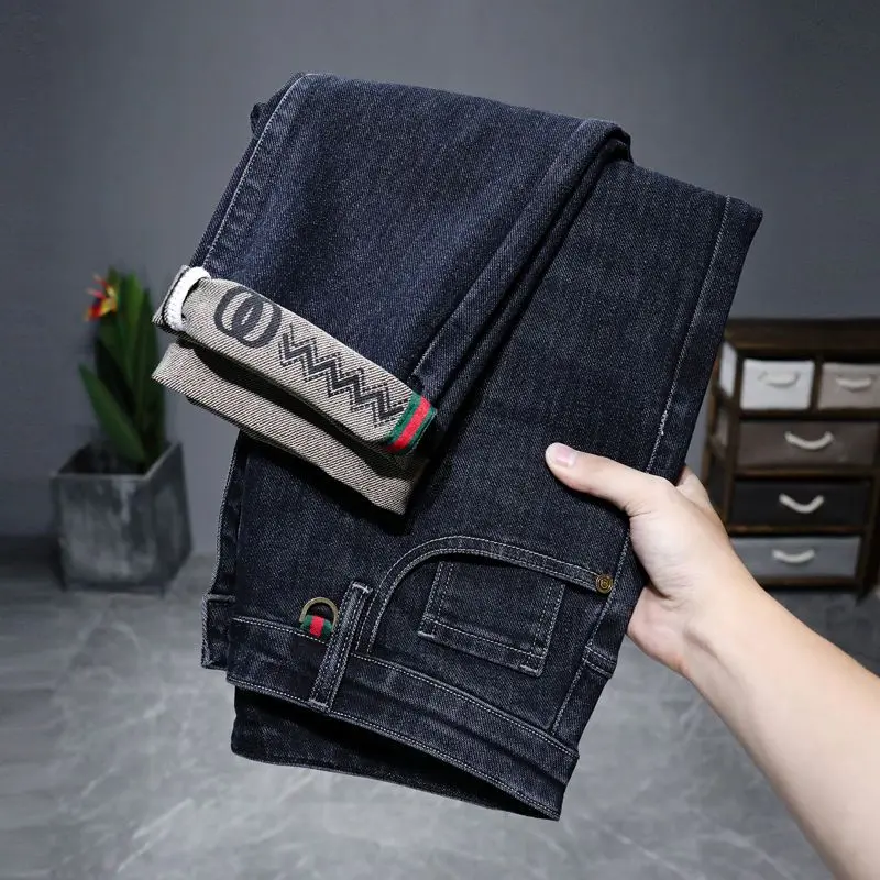 Quần Jean Nam, Thương Hiệu Thời Trang Quảng Châu Xintang, Mỏng Mùa Hè, Cao Cấp, Dáng Ôm, Ống Đứng Co Giãn, Hàng Mới Về 2024 Menswear Pants Denim Có Túi 5
