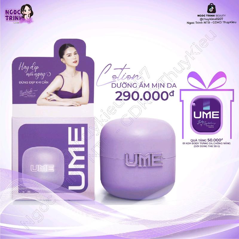Kem dưỡng ẩm UME Ngọc Trinh - 200g tặng gói kem body trắng da chống nắng 20gr Làm Đẹp Da Dưỡng Da Body