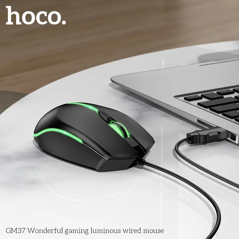 Chuột máy tính có dây Hoco GM37 Có Led RGB, chỉnh DPI 4
