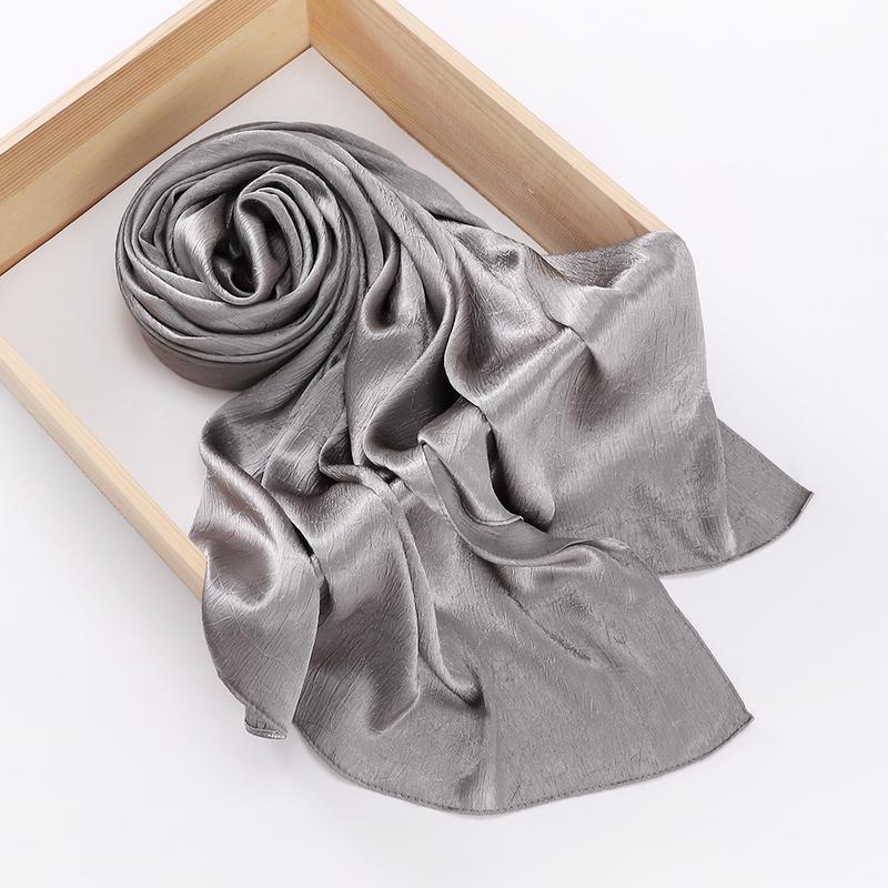 Product Introduction of Pashmina hijab Malaysia New Artificial Silk Silky Satin Scarf Women's Shawl Toe Cap Headscarf 26