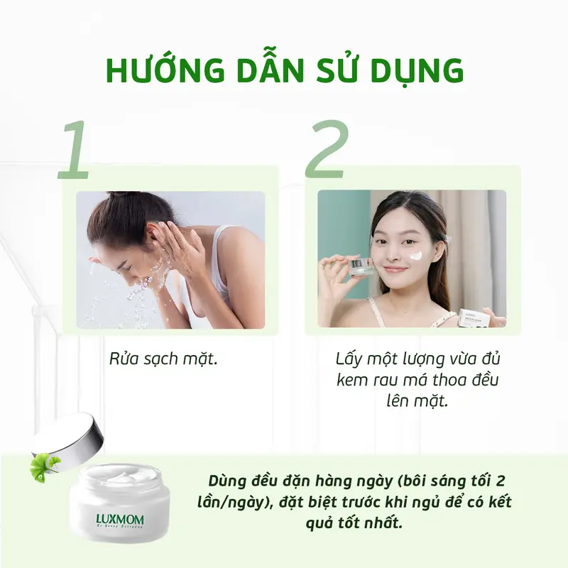 Kem Dưỡng Rau Má Luxmom 20G + Hỗ Trợ Trắng Da, Cấp Ẩm Chuyên Sâu 3