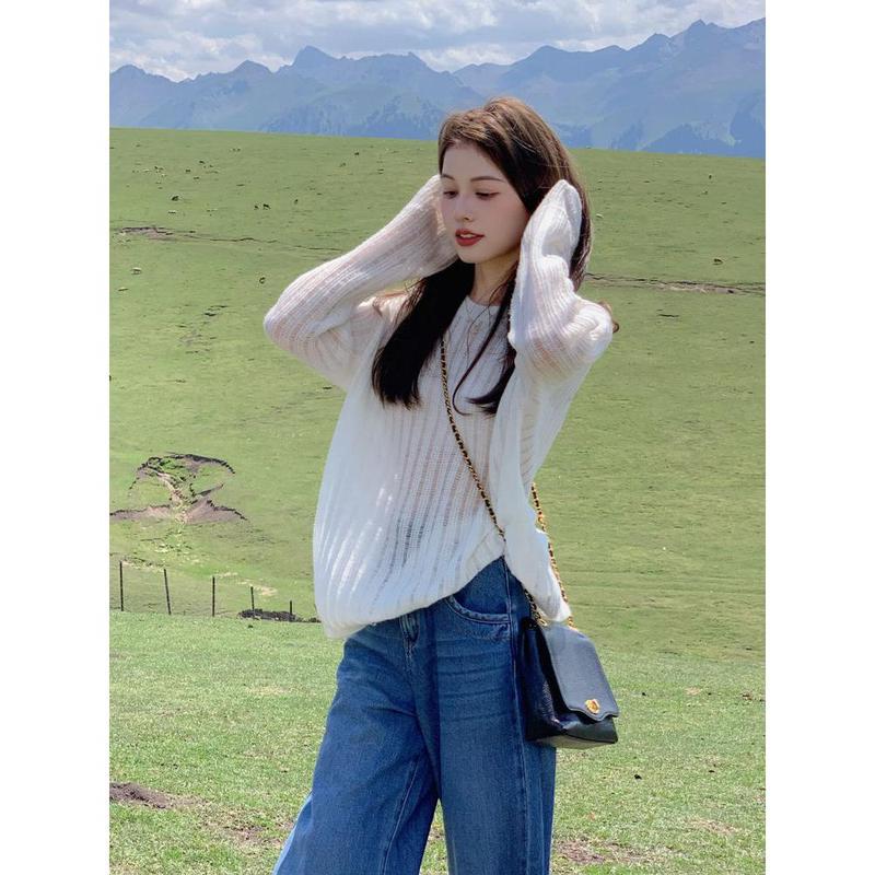 Áo Cardigan Dệt Kim, Tay Áo Dài, Bán Trong Suốt, Phong Cách Dễ Thương Và Gợi Cảm, Mùa Thu, Thiết Kế Khoét Lỗ Độc Đáo Áo Len Mỏng, Áo Khoác Ngoài 3