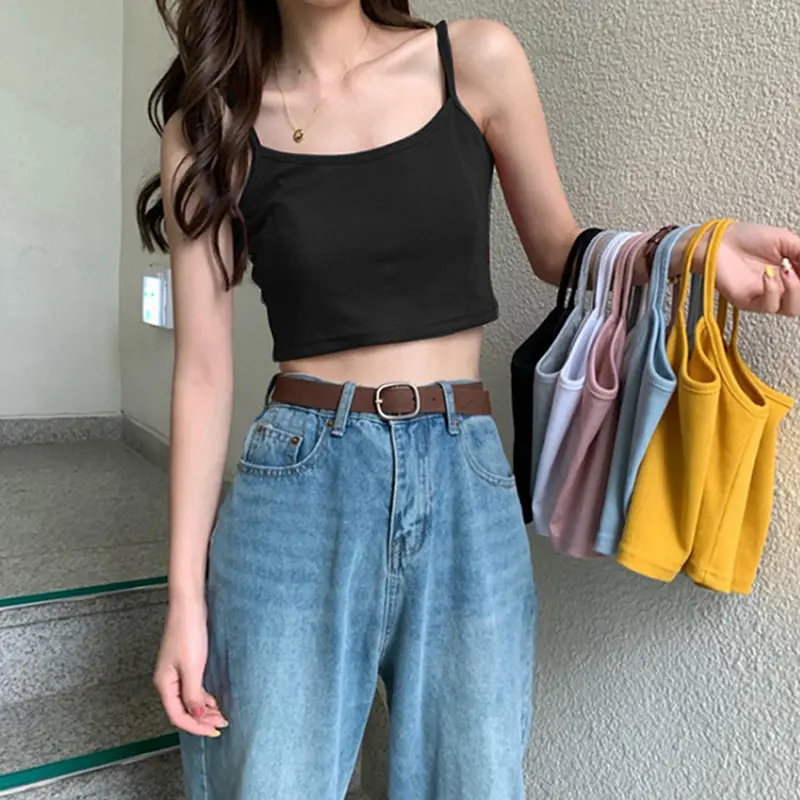 Áo Hai Dây Trơn Gợi Cảm Cho Nữ, Áo Ba Lỗ Thường Ngày Áo Vest Không Tay Thời Trang Đường Phố Câu Lạc Bộ Đường Phố Cao Cấp