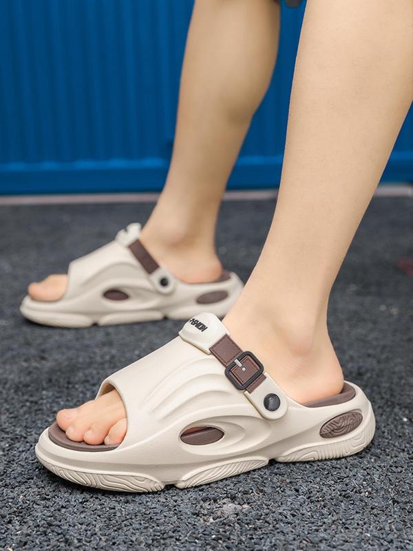 Men's Colorblock Patchwork Design Slides, Casual Comfortable Non-slip Slippers for Summer, Soft Comfy Home Slippers for Indoor Outdoor Wear, Walking Shoes 6