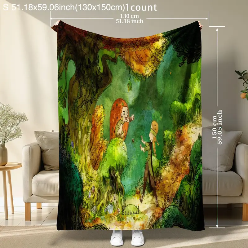 Cartoon Pattern Blanket, Soft Warm Throw Blanket, Air-conditioned Room Blanket, Warm Nap Blanket for Home Office Travel 2