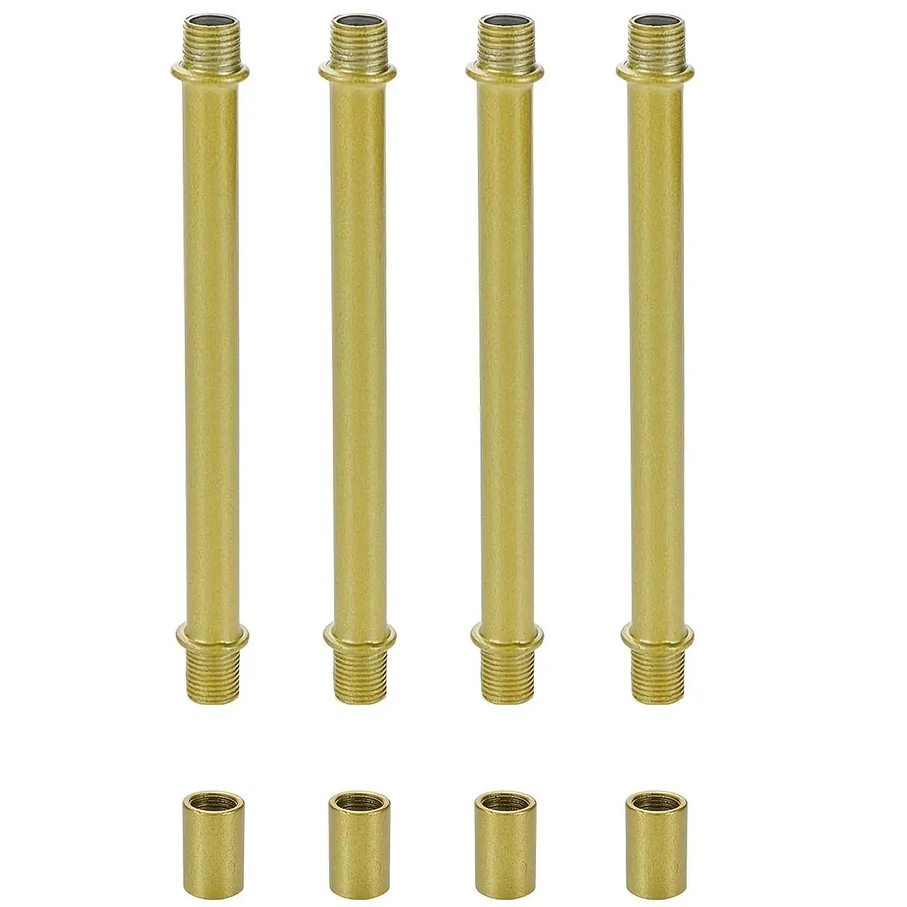 Straight Pipe Lamp Stem Kit with Connector, 4 Counts/set Lamp Rod, Hardware Light Fixture Parts Replacement, Lighting Accessories for Home