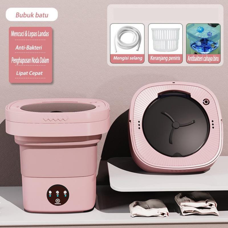 Mesin Cuci Lipat Mini Portabel / Mesin Cuci Lipat Otomatis 10.5L / Pengering Sterilisasi Cahaya Biru / Mesin Cuci & Kering All-in-One 1
