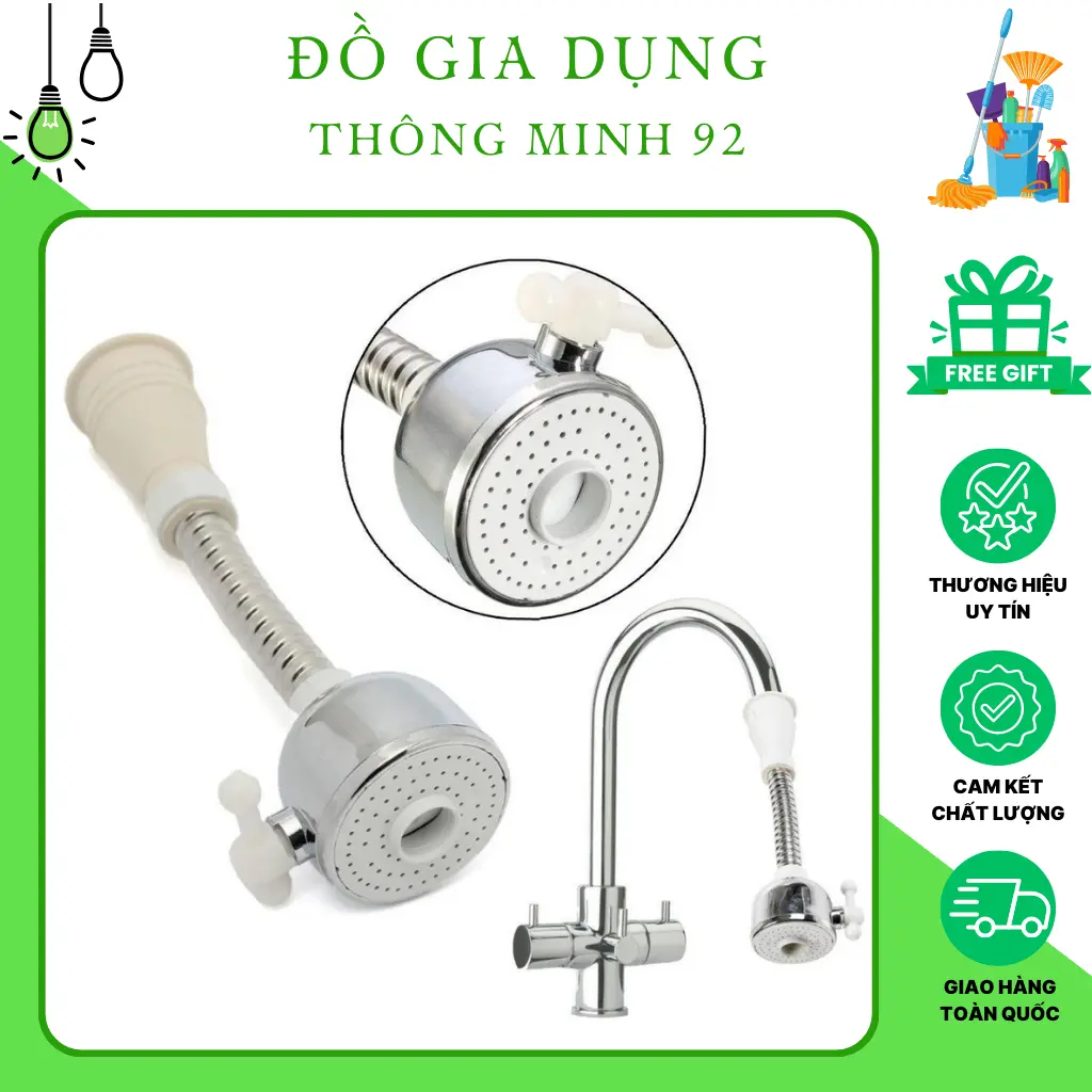 Đầu Vòi Xịt Nước Tăng Áp Cho Vòi Bồn Rửa Chén,Đầu Nối Vòi Rửa Bát Tăng Áp Xoay 360 Độ Điều Chỉnh - Đồ Gia Dụng Thông Minh 92