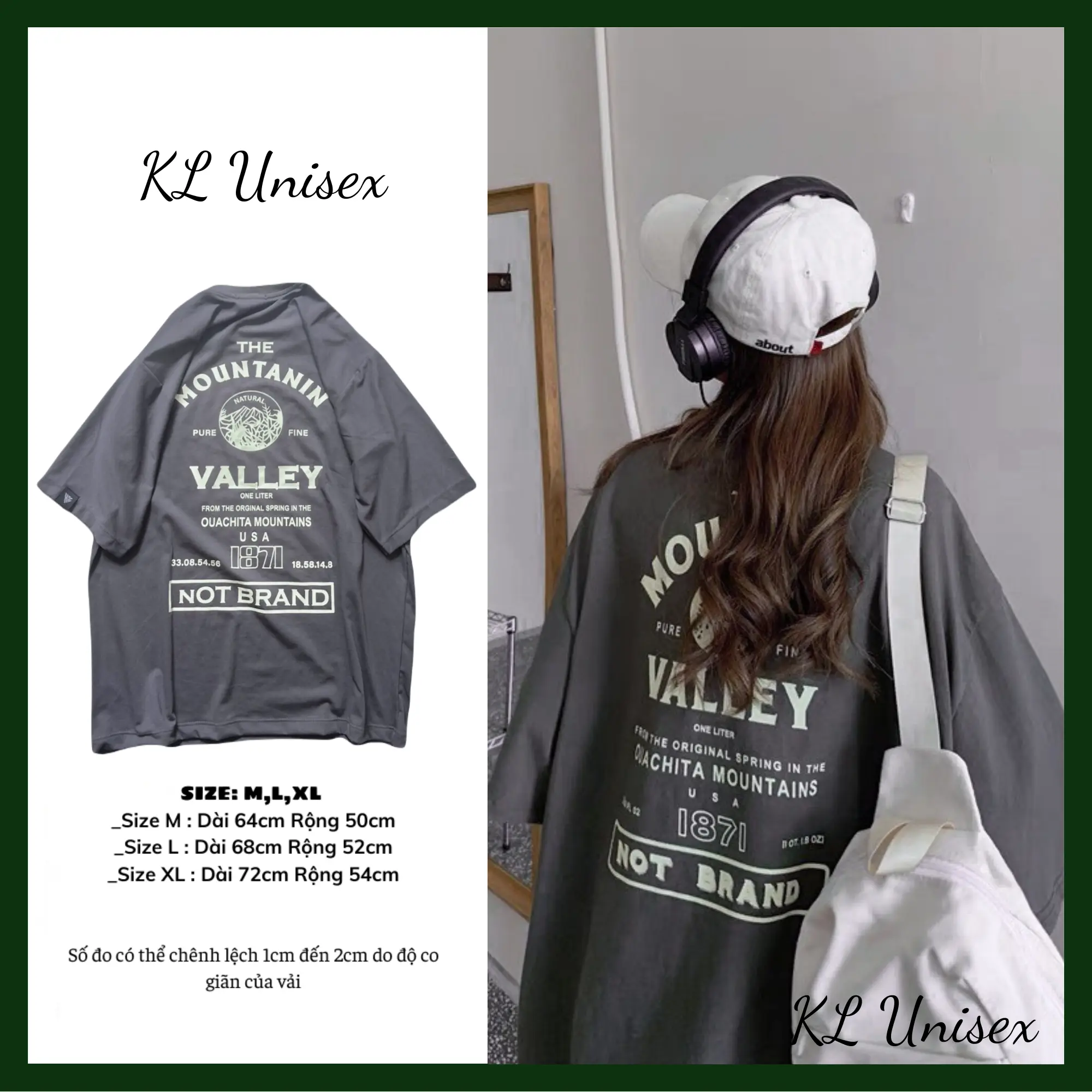 Áo thun phông logo tay Full size WALLEY 1871 Unisex From rộng