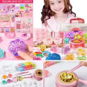 【COD】418pcs - 1283pcs DIY Jelly Wax Fire Paint Sealing Wax Set / Produksi Gantungan Kunci / Mainan Penghilang Stres Segel Amplop Set Lilin Jeli Jelly Wax Set Kotak