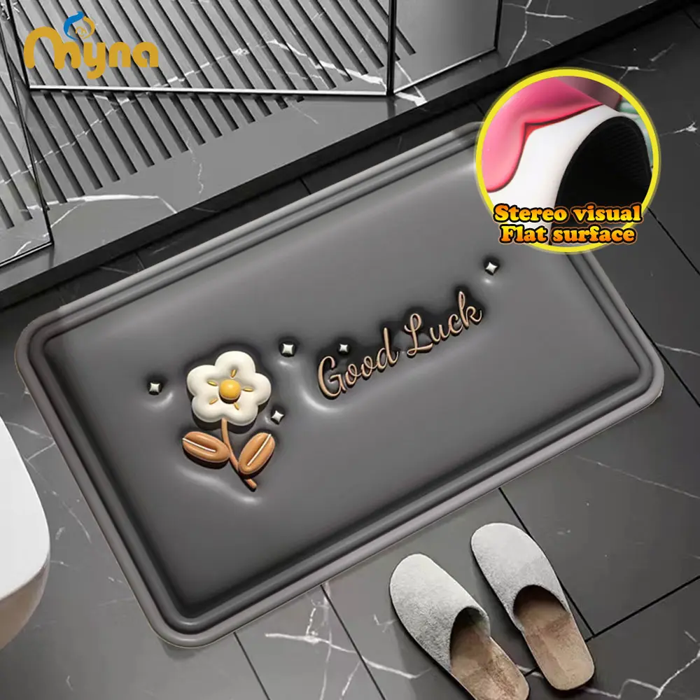 S/M Minnimalist MYNA 3D Karpet Waterproof Absorbent Bath Mats kitchen mat Tikar Bilik Mandi Lumpur Diatom mat anti slip absorbent floor mat Quick dry bathroom mat Toilet Door mat