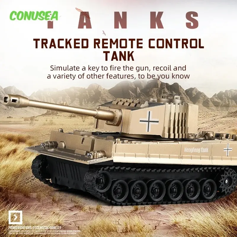 Rc Crawler Tank 7Ch 1/30 2.4G Remote Control Tiger Tanks Model World War Battle Cars Truck Simulation Sound Toys Boys Children