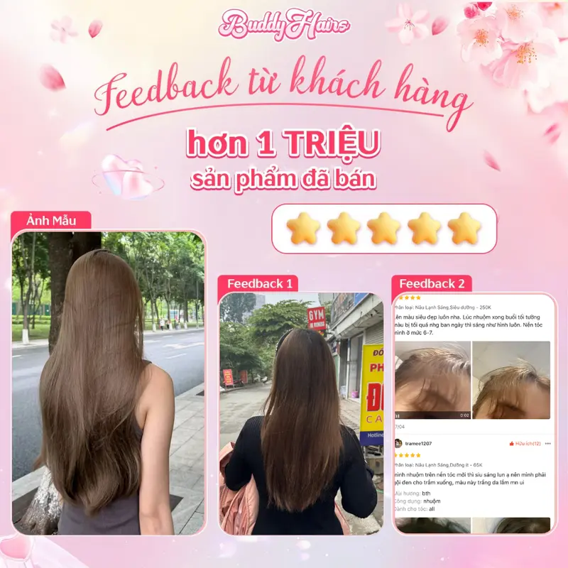 Thuốc nhuộm tóc Nâu Lạnh Sáng, Nâu Lạnh, Nâu Trà Sáng không cần dùng Thuốc tẩy tóc Buddyhairs, Buddyhair, Buddy.hairs Đổi Màu Tóc 3