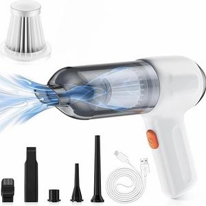 3 In 1 Mini Handheld Vacuum Cleaner Kit, Portable USB Rechargeable Dust Buster with 5 Replacement Heads, Strong Suction High Power Handheld Vacuum Cleaner for Home Office Car