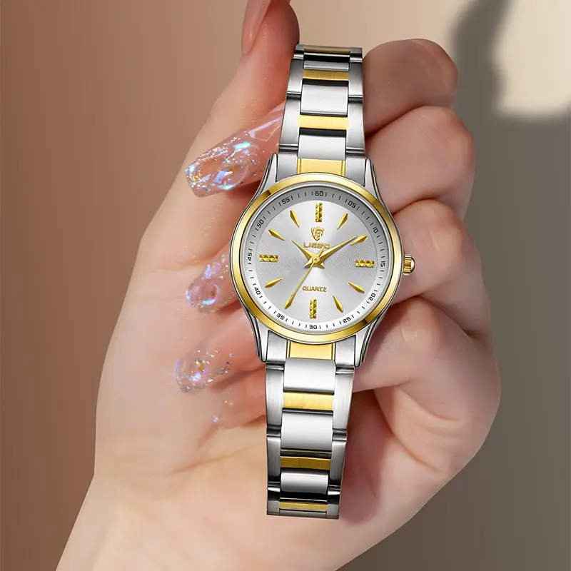 Jam Tangan Analog Pasangan Silver Gold 4