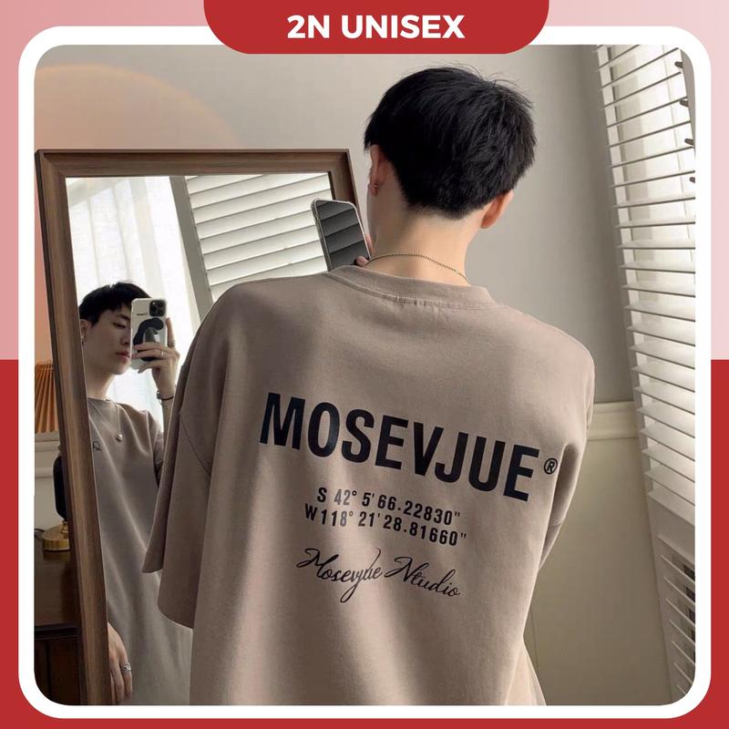 Áo phông nam nữ form rộng 2N Unisex thun cotton in Tọa độ màu trắng/nâu/xanh/xám đất/đen Cổ Tròn Menswear Áo Thun Top