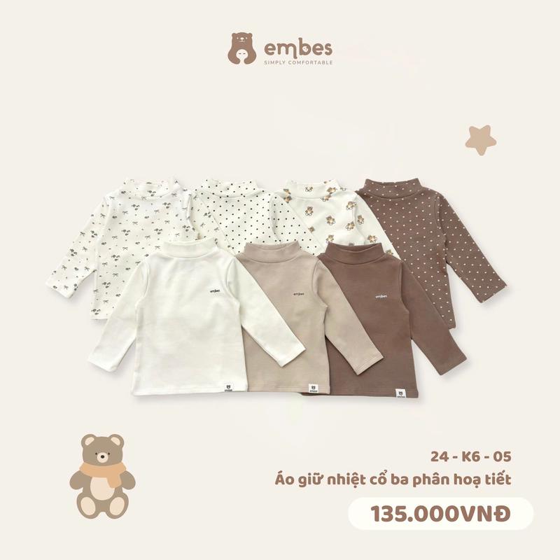 Áo giữ nhiệt cổ 3 phân cho bé trai bé gái Embes Việt Nam từ 9 tháng  - 4 tuổi - 24-K6-05