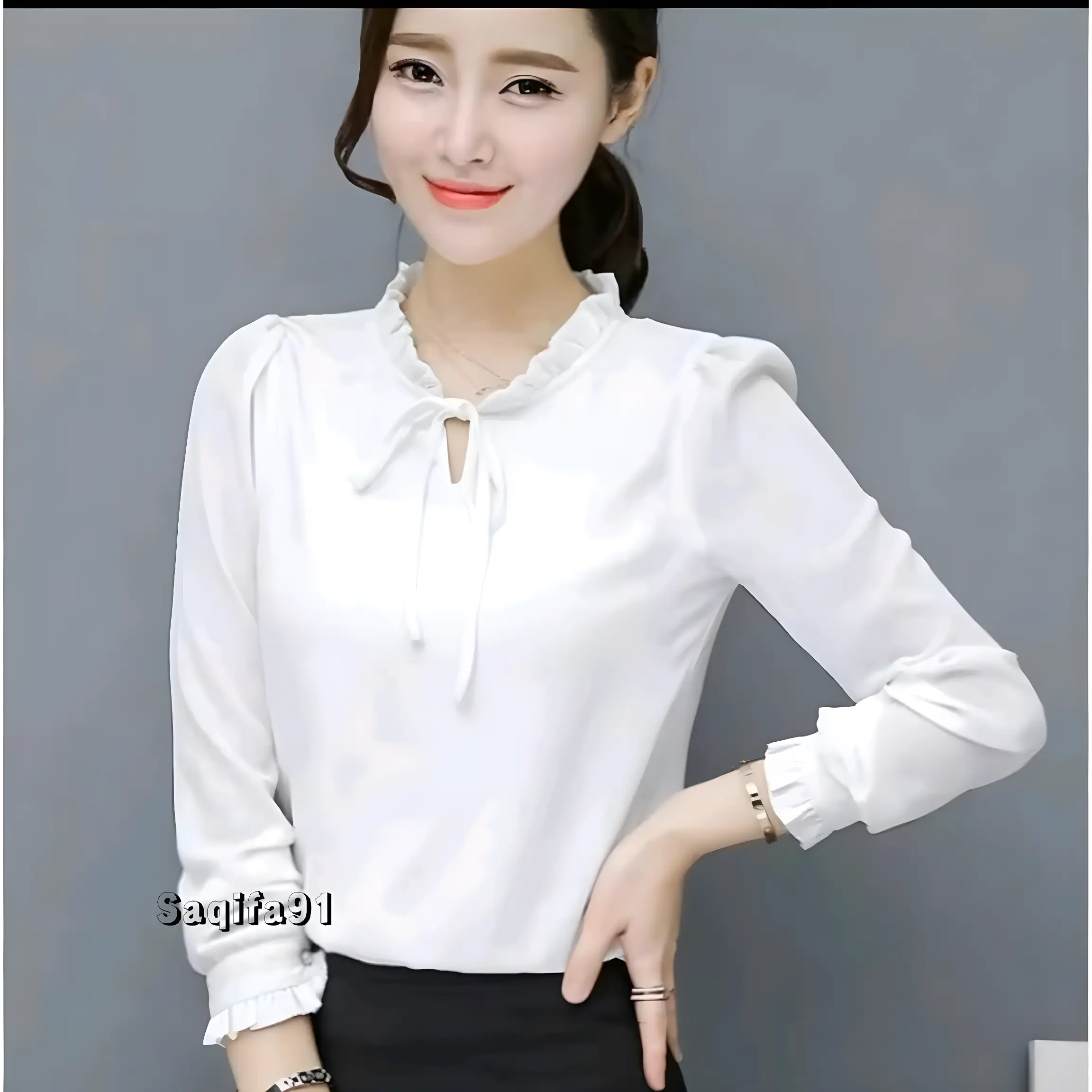 Aurel Blouse Atasan Wanita Kekinian Korean Style Bahan Sakila Import Baju Cantik Tangan Panjang