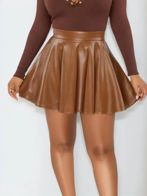 Women's 2024 Solid Zipper High Waist Skirt, Fashion Pu Leather Mini Skirt for Daily Outdoor Wear, Holiday Outfits, Coquette Skirt, Casual Women's Bottoms for Summer Spring Fall 0