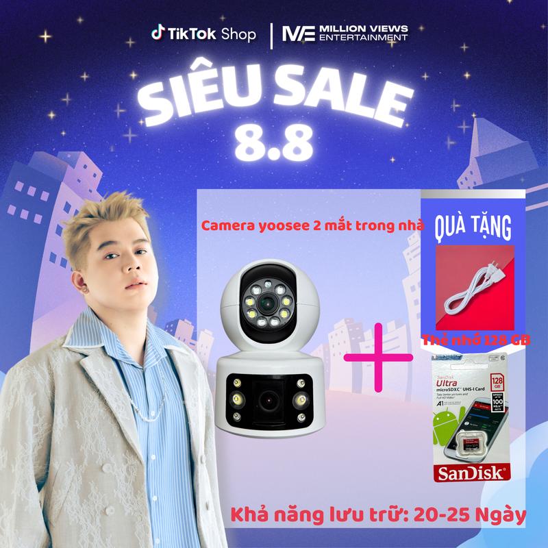 [Bảo An x Long Chun] Camera Yoosee + thẻ nhớ 128G lưu 20 ngày 2 Mắt Xoay 360 Độ  trong nhà