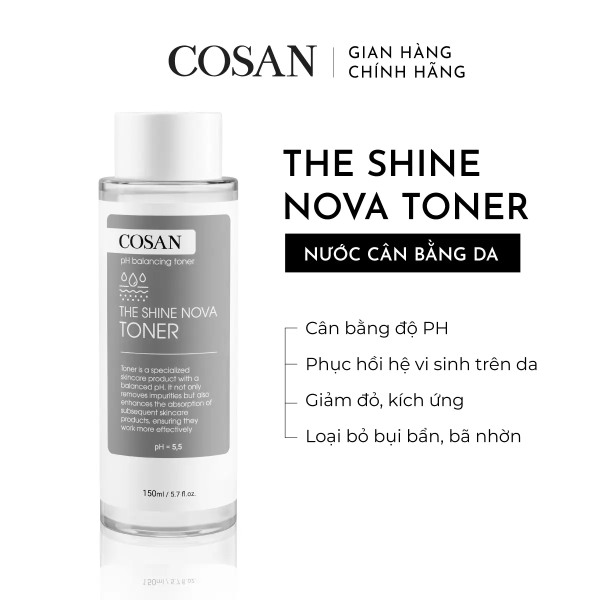 Nước cân bằng da (Toner) hỗ trợ cấp ẩm làn da Skincare - Cosan The Shine Nova 150ml