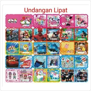 UNDANGAN ULANG TAHUN KARAKTER ISI 30 PCS FREE PLASTIK Kartu