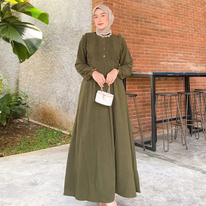 gamis kekinian cringkel jumbo lebaran terbaru 1