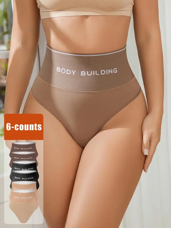 Women's Letter Tape High Waist Shapewear Panty, Tummy Control Butt Lifting Shaper, High Stretch Seamless Shapewear for Daily Wear 3