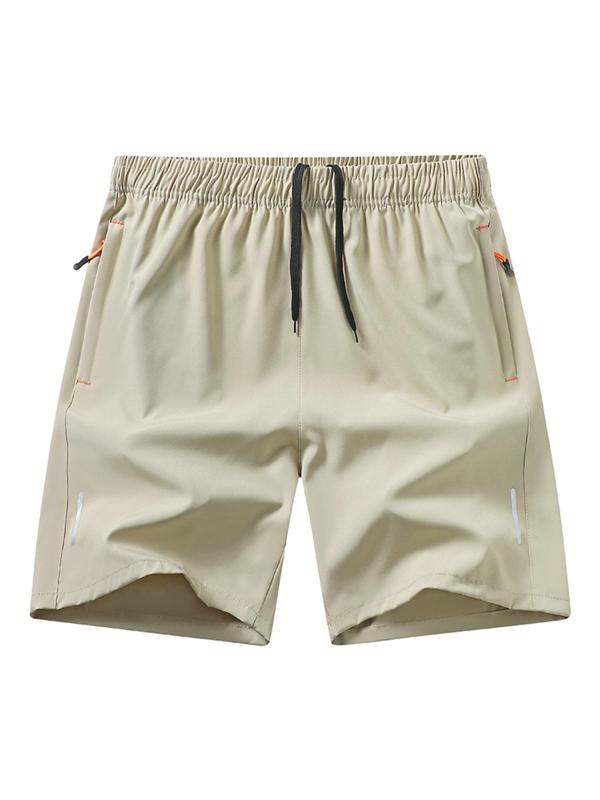 Men's Solid Color Pocket Zipper Shorts, Casual Breathable Comfortable Shorts for Running Gym Workout, Men's Bottoms for All Seasons 8