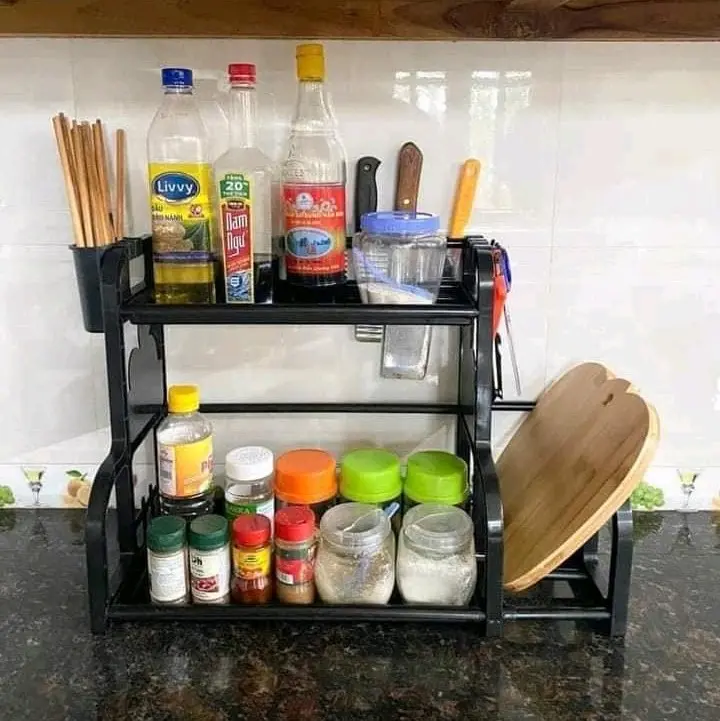 Kệ Đựng Gia Vị Nhà Bếp , Kệ Đựng Đồ Dùng Nhà Bếp, kệ gia vị 2 tầng tiện ích 1