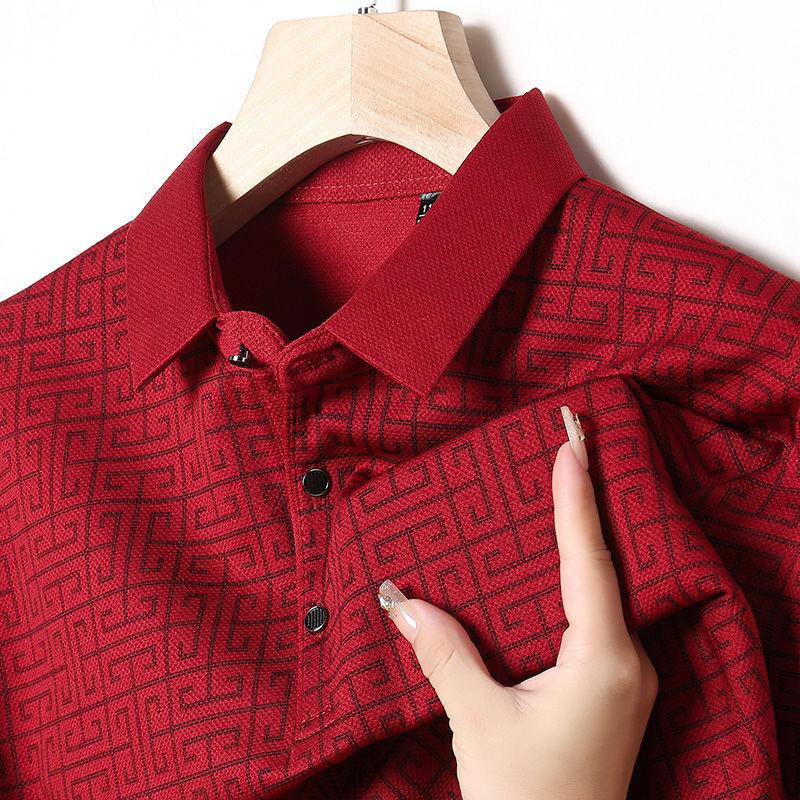 Áo Thun Thường Ngày Công Sở Cao Cấp, Dành Cho Nam Giới, Hàng Mới Về Mùa Hè, Cổ Polo, Dài Tay, Jacquard Mỏng, Thoáng Khí, Kiểu Polo 2