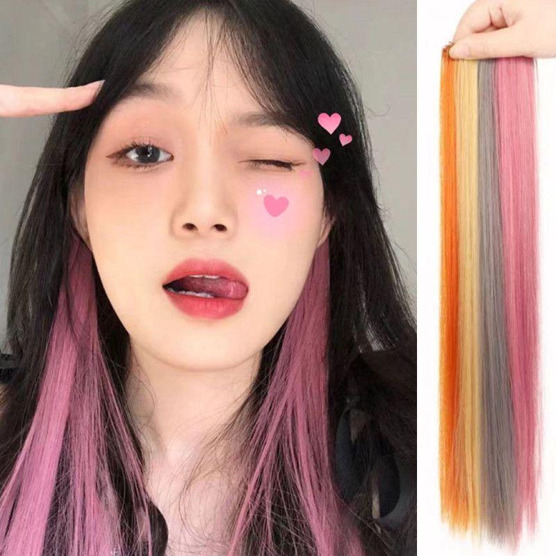 Bộ Tóc Giả Màu, Năm 2025, Dành Cho Nữ, Tóc Dài Và Ngắn, Hiệu Ứng Gradient Vô Hình Và Liền Mạch, Trông Tự Nhiên, Tóc Nối Thẳng Một Mảnh, Kiểu Ngang Tai, Nhuộm 1