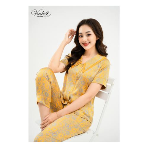 Đồ Bộ Pijama Dài Cộc Cổ Sen VADESI Lụa Luxury Thoáng Mềm Nhiều Họa Tiết Đẹp Mặc Nhà Dáng Sang Thoải Mái Nữ Áo Ngủ